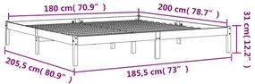 ΠΛΑΙΣΙΟ ΚΡΕΒΑΤΙΟΥ ΚΑΦΕ ΚΕΡΙΟΥ 180 X 200 ΕΚ. ΜΑΣΙΦ ΞΥΛΟ ΠΕΥΚΟΥ 844866