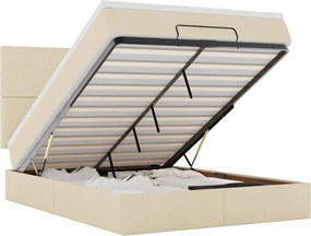 vidaXL Οθωμανικό κρεβάτι με στρώμα Cream 140x190cm ύφασμα