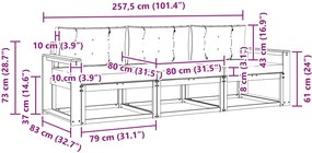 vidaXL Σειρά Καναπέ Εξωτερικού 3 pcs Λευκό και Μπεζ Πολυεστέρας
