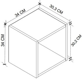 Κομοδίνο επιτοίχιο Beny Megapap χρώμα λευκό 34x30,3x34εκ.