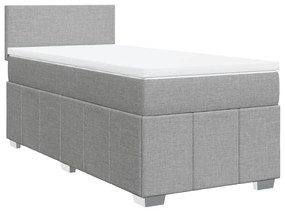 Κρεβάτι Boxspring με Στρώμα Ανοιχτό Γκρι 100x200 εκ. Υφασμάτινο - Γκρι