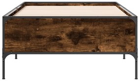 vidaXL Πλαίσιο Κρεβατιού Καπνιστή Δρυς 100x200εκ. Επεξ. Ξύλο &amp; Μέταλλο