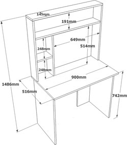 Γραφείο Atlantic Πεύκο / Λευκό CLEDRUL 90x51.6x148.6