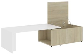 vidaXL Τραπεζάκι Σαλονιού Λευκό/Sonoma Δρυς 150x50x35 εκ. Μοριοσανίδα