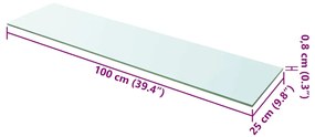 vidaXL Ράφι Πάνελ Διάφανο 100 x 25 εκ. Γυάλινο