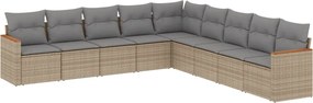 vidaXL Patio Sofa Set 9-θέσια Beige and Grey