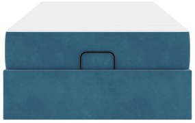 vidaXL Σκελετός κρεβατιού με στρώμα με στρώμα 2 pcs Μπλε Βελούδο