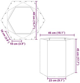 Ζαρντινιέρα Κήπου Εξάγωνη Λευκή 46x40x45 εκ. Ατσάλι - Λευκό