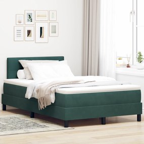 vidaXL Κρεβάτι Box Spring με Στρώμα Σκούρο Πράσινο 120x200 εκ. Βελούδο