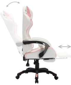 vidaXL Καρέκλα Racing με Φωτισμό RGB LED Ροζ/Λευκό Συνθετικό Δέρμα