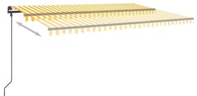 Τέντα Αυτόματη με LED &amp; Αισθητήρα Ανέμου Κίτρινο/Λευκό 5x3 μ. - Κίτρινο