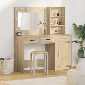 vidaXL Σετ από Dressing Table 2 Τεμαχίων με LED σε Σομόνα Δρυς