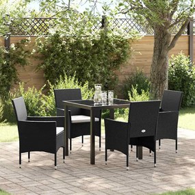 vidaXL Σέτ φαγητού για κήπο με μαξιλάρι 5 pcs Μαύρο Πολυ ράταν
