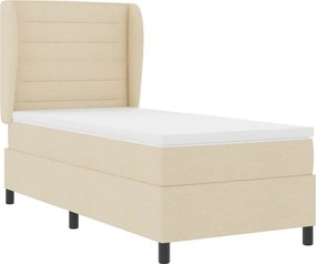 vidaXL Κρεβάτι με ελατήρια με στρώμα Κρεμ 100 x 200 cm ύφασμα