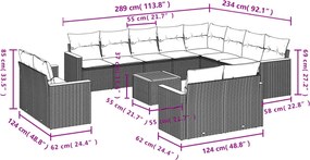 vidaXL Σετ Καναπέ Κήπου 13τεμ Μπεζ Συνθ. Ρατάν με Μαξιλάρια