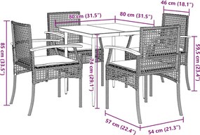vidaXL Σετ Τραπεζαρίας Κήπου 5 τεμ. Μπεζ Συνθετικό Ρατάν με Μαξιλάρι