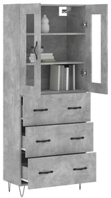 vidaXL Ντουλάπι Γκρι Σκυροδέματος 69,5x34x180 εκ. Επεξεργασμένο Ξύλο