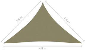 vidaXL Πανί Σκίασης Τρίγωνο Μπεζ 3,5 x 3,5 x 4,9 μ. από Ύφασμα Oxford