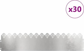 vidaXL Περιγράμματα γκαζόν 30 pcs Ασημί 103 x 0,05 x 22 εκ