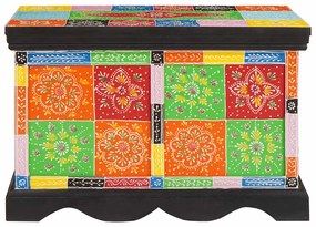 vidaXL Κουτί Αποθήκευσης Πολύχρωμο 60 x 40 x 40 εκ. Μασίφ ξύλο μάνγκο