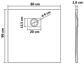 Βάση Ντουζιέρας Καφέ 90 x 80 εκ. από SMC - Καφέ