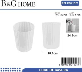 Κάδος απορριμμάτων μπάνιου πλαστικός - White - 21521
