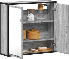 vidaXL Ντουλάπι καθρέφτη μπάνιου Γκρι Sonoma 65x20x60 cm