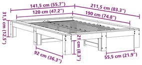 Σκελετός Κρεβ. Χωρίς Στρώμα Λευκό 120x190 εκ Μασίφ Πεύκο - Λευκό