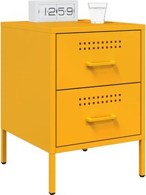 vidaXL Κομοδίνο Μουσταρδί 36x39x50,5 εκ. από Χάλυβα