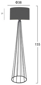 ΦΩΤΙΣΤΙΚΟ ΔΑΠΕΔΟΥ ΜΕΤΑΛΛΙΚΟ ΓΚΡΙ HM7581.01 Φ38x155 εκ. - HM7581.01