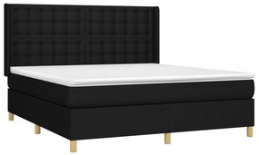 vidaXL Κρεβάτι Boxspring με Στρώμα &amp; LED Μαύρο 160x200 εκ. Υφασμάτινο