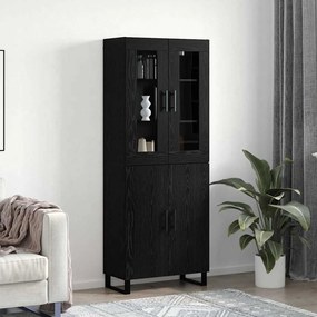 Highboard 2 pcs Μαύρη δρυς Επεξεργασμένο ξύλο