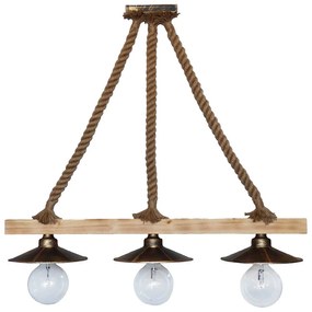Φωτιστικό Οροφής UT-150RAGA 3/L Rope Up 31-0880 Natural Metal,Wood