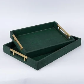 S/2 ΔΣΚΟI PU ΣΚΟΥΡΟΙ ΠΡΑΣΙΝΟΙ 40x30x4.5 / 34x24x5.5cm|752-16105
