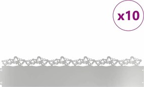 vidaXL Περιγράμματα γκαζόν 10 pcs Ασημί 103 x 0,05 x 22 εκ