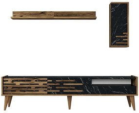 Σύνθεση Τηλεόρασης Valensiya 845HCT5347 180x35x45cm Marble Effect Black-Walnut