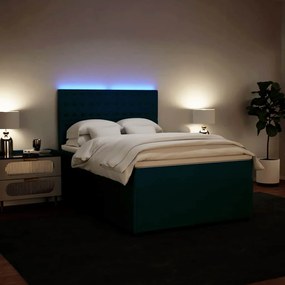 vidaXL Κρεβάτι Boxspring με Στρώμα Μπλε 160x200 εκ. Βελούδινο