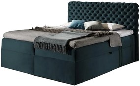 Επενδυμένο κρεβάτι Chesterfield-Petrol-160 x 200