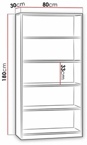Βιβλιοθήκη Miami 156, Ανοιχτό, Πλαστικοποιημένη μοριοσανίδα, 180x80x30cm, 31 kg | Epipla1.gr