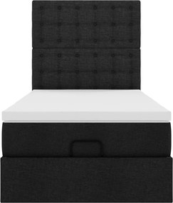vidaXL Οθωμανικό κρεβάτι με στρώμα Μαύρο 90x190cm Ύφασμα