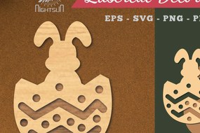 Σετ των 2 Intra απο ξύλο plywood 3mm-4mm πάχος Διακόσμηση λαγουδάκι με λέιζερ 2 Δίασταση 15x15 cm INTRAFABR-119432256