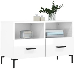 vidaXL Έπιπλο Τηλεόρασης Γυαλ. Λευκό 80x36x50 εκ. Επεξεργασμένο Ξύλο