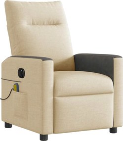 vidaXL Πολυθρόνα Μασάζ Ανακλινόμενη Ηλεκτρική Κρεμ Υφασμάτινη