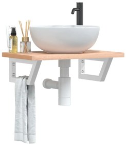 Ράφι Νιπτήρα Τοίχου από Ατσάλι / Μασίφ Ξύλο Οξιάς