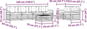 vidaXL Σειρά Καναπέ Εξωτερικού 7 pcs Λευκό και Κρεμ Πολυεστέρας
