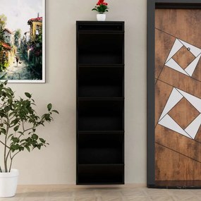 Shoe Cabinet 5 Piece Metal - Black Black