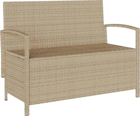 vidaXL Πάγκος αποθήκευσης κήπου με μαξιλάρι Μπεζ Poly Rattan