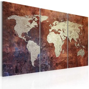 Πίνακας - Rusty map of the World - triptych 90x60