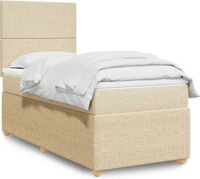 vidaXL Κρεβάτι Boxspring με Στρώμα Κρεμ 80 x 200 εκ. Υφασμάτινο