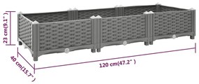 Ζαρντινιέρα 120 x 40 x 23 εκ. από Πολυπροπυλένιο - Γκρι